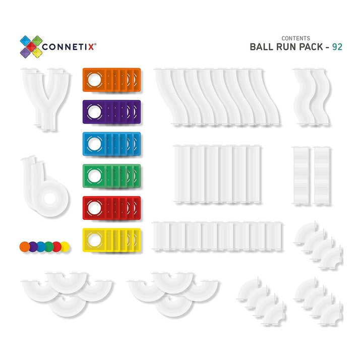 Connetix 92-piece Magnetic Tiles Ball Run Pack - Rainbow