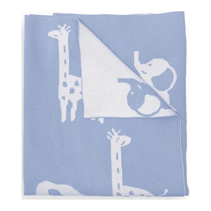 Piccolo Bambino Jacquard Reversible Blanket Blue