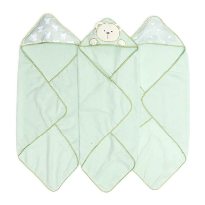 Piccolo Bambino 3-Pack Hooded Towels Green