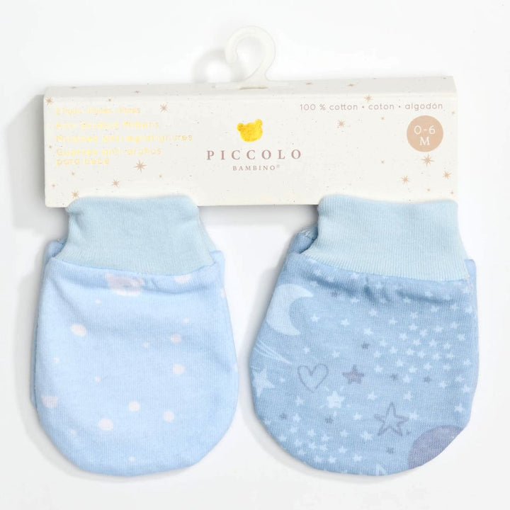 Piccolo Bambino 2-Pack Jersey Scratch Mitts Blue