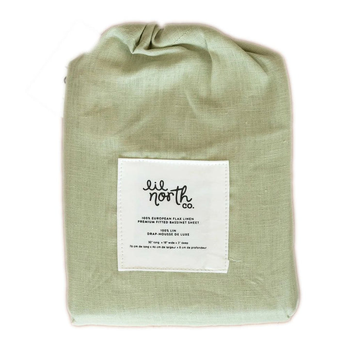 Lil North European Flax Linen Bassinet Sheet Sage