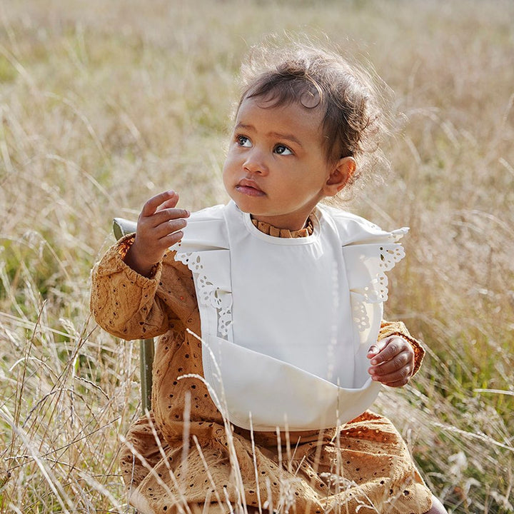 Elodie Baby Bib - Vanilla White