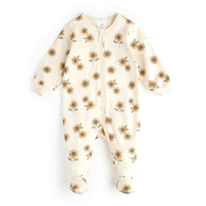 Petit Lem Organic Cotton Ribbed Footed Sleeper in Sunflower Print 3 Months Fall 2024