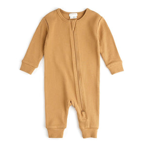 Petit Lem Organic Cotton-Modal Blend Rib Sleeper Tan 3 Months Fall Winter 2024