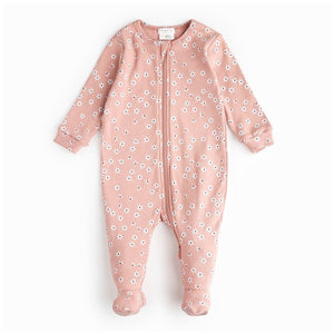 Petit Lem Organic Cotton Ribbed Footed Sleeper in Autumn Garden Print Newborn (Discontinued) Fall 2024