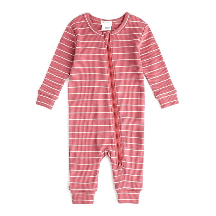 Petit Lem Organic Cotton-Modal Blend Rib Sleeper in Raspberry Striped Pattern 3 Months Fall 2024