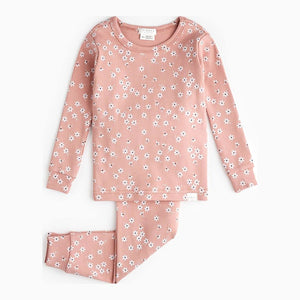 Petit Lem 2-Piece Organic Cotton Ribbed Pajama Set in Autumn Garden Print Fall 2024 12 Months