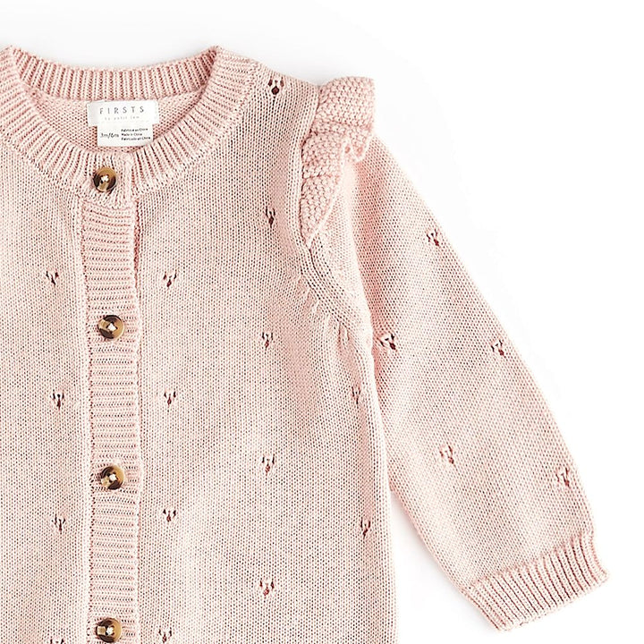 Petit Lem Organic Cotton Pointelle-Knit Playsuit in Peony