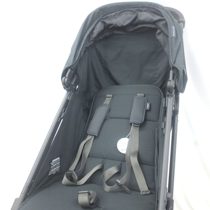 UPPAbaby MINU V2 Lightweight Stroller - JAKE (Charcoal on Carbon Frame with Black Leather) (90803) (Open Box)