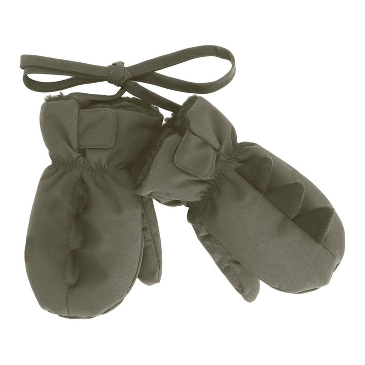 Calikids Dino Mittens with Cord L Olive