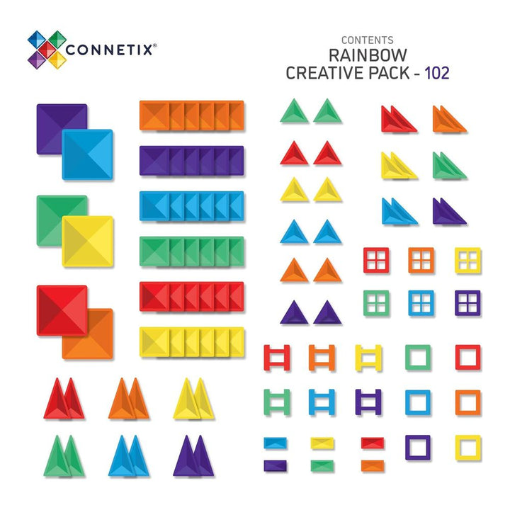 Connetix 102-Piece Magnetic Tiles Creative Pack - Rainbow