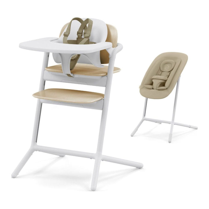 CYBEX Lemo 4-in-1 High Chair with Bouncer Nest Set Sand White