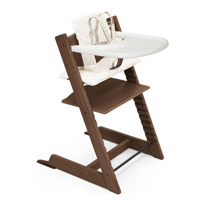 Tripp Trapp High Chair2 and Cushion with Stokke Tray Oak Warm Brown Wheat