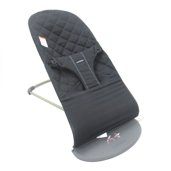 BabyBjorn Bouncer Bliss in Woven Fabric - Classic Quilt, Black on Dark Grey Frame (91318) (Open Box)