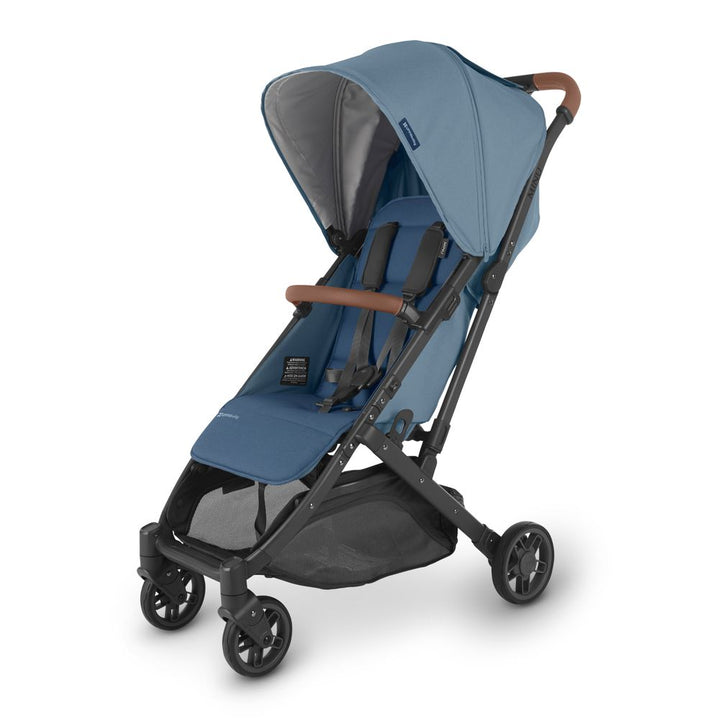 UPPAbaby MINU V2 Lightweight Stroller - CHARLOTTE (Coastal Blue on Carbon Frame with Saddle Leather) (91347) (Floor Model) Default Title