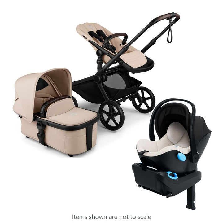 Bugaboo Kangaroo Complete Stroller + Clek Liing Infant Car Seat with Free Accessories Desert Taupe on Black Frame Marshmallow