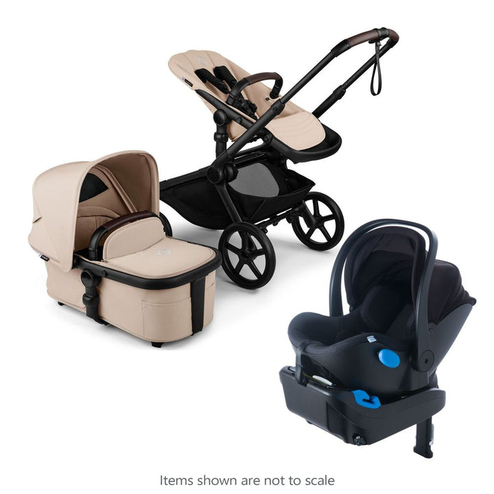 Bugaboo Kangaroo Complete Stroller + Clek Liing Infant Car Seat with Free Accessories Desert Taupe on Black Frame Mammoth (Merino Wool)