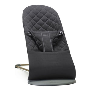 BabyBjorn Bouncer Bliss in Woven Fabric - Classic Quilt, Black on Dark Grey Frame (92123) (Open Box) Default Title