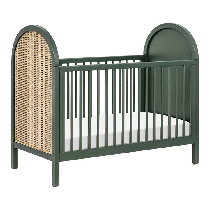 Babyletto Bondi Cane 3-in-1 Convertible Crib with Natural Cane Side Panels Forest Green