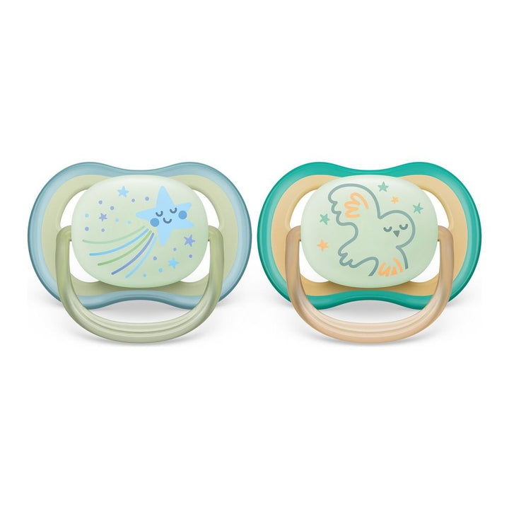 Avent Ultra Air Night Pacifiers Smiling Star + Owl 0-6 Months