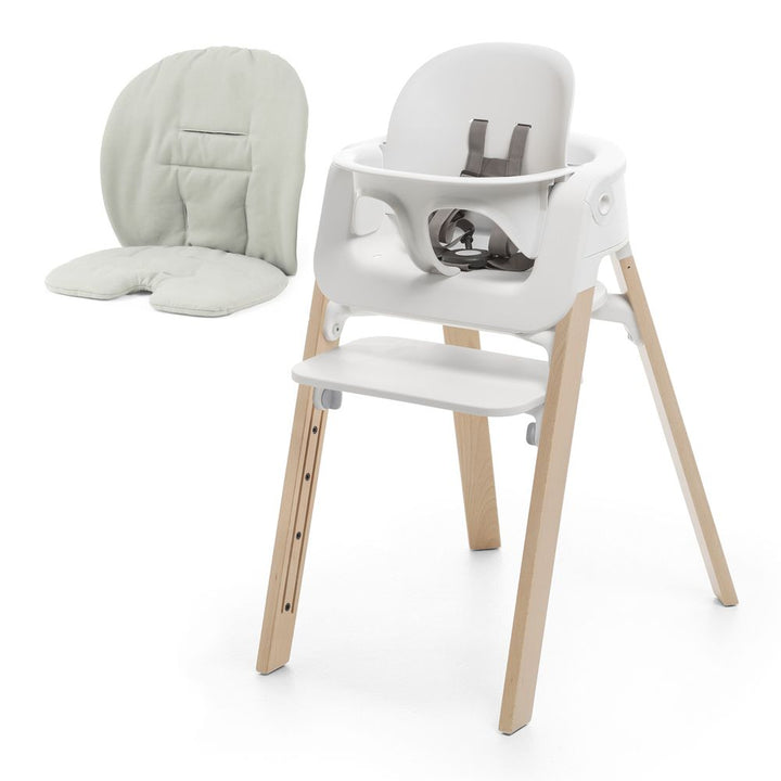 Stokke Steps High Chair with Cushion White with Natural Legs Soft Sage