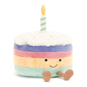 Jellycat Amusable Plush Toy - Rainbow Birthday Cake (Medium, 8 inch)