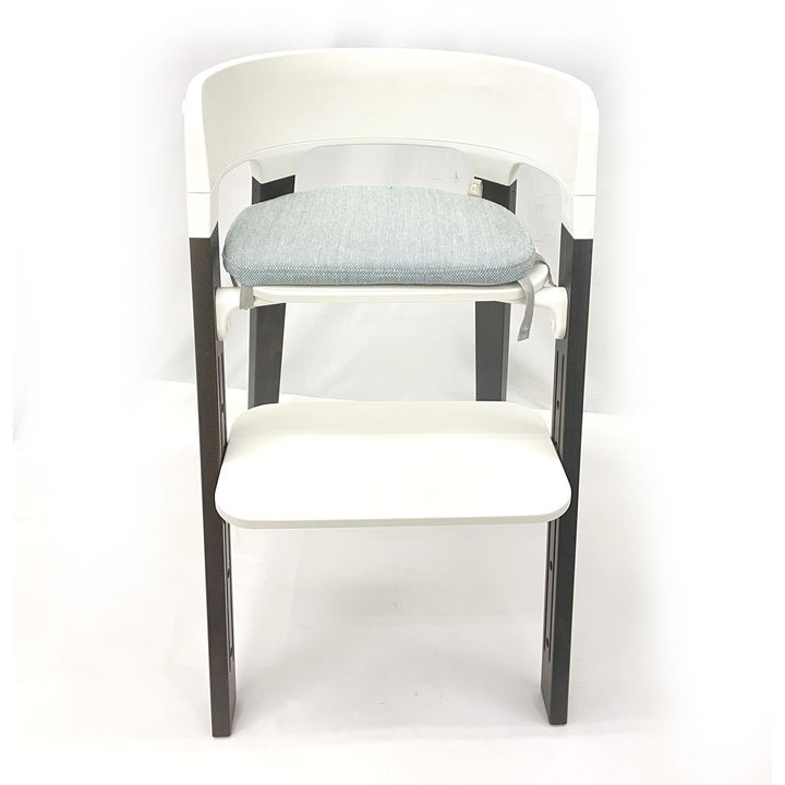 Stokke Steps Chair with Junior Cushion - White on Hazy Grey Legs with Jade Twill Cushion (92636) (Floor Model)