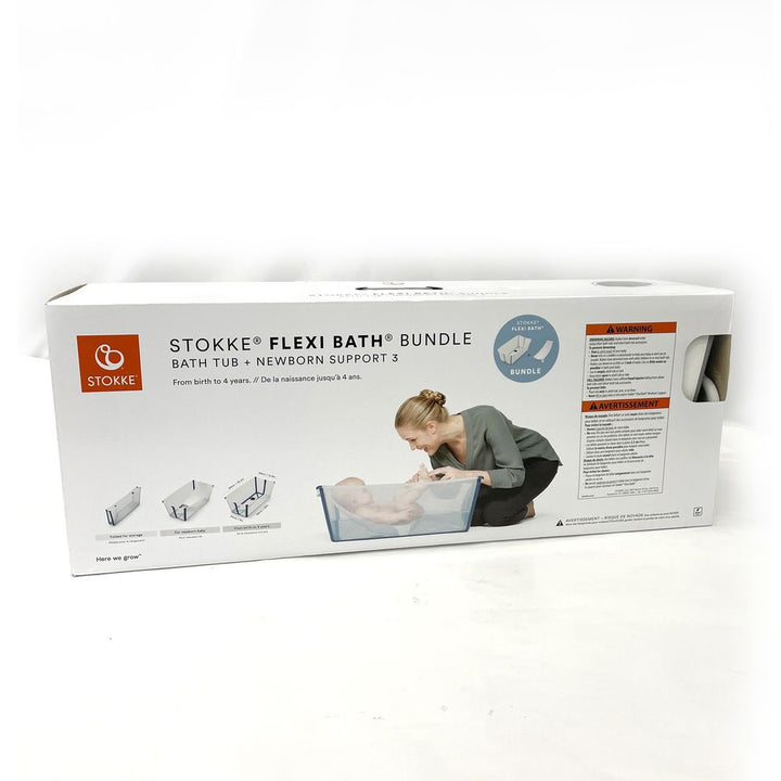 Stokke Flexi Bath Bundle with Heat-Sensitive Plug and Flexi Bath Newborn Support - White (93042) (Open Box)